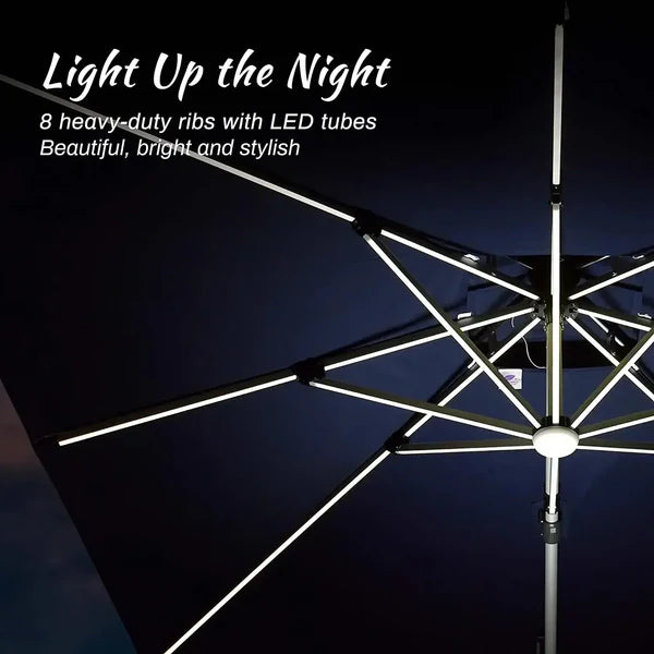 Ｍ.Ｍ.™Solar LED Patio Umbrella-10ft coverage