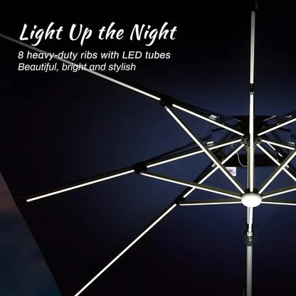Ｍ.Ｍ.™Solar LED Patio Umbrella-10ft coverage